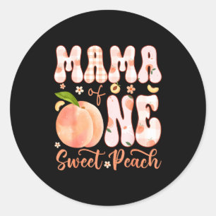 Mama of one sweet peach 1st birthday girl party classic round sticker