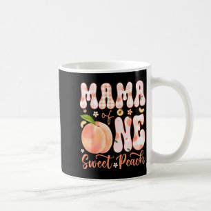 Mama of one sweet peach 1st birthday girl party coffee mug