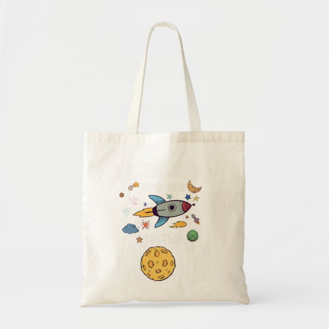 Mama of the Astronaut Space Theme Birthday Party M Tote Bag (Front)