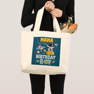 Mama Of The Birthday Astronaut Boy Space Theme Large Tote Bag