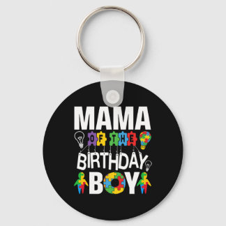 Mama Of The Birthday Boy Autism Mom  Key Ring