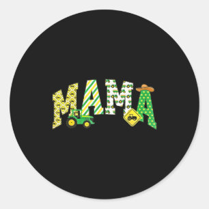 Mama of the birthday boy tractor farm trucks classic round sticker