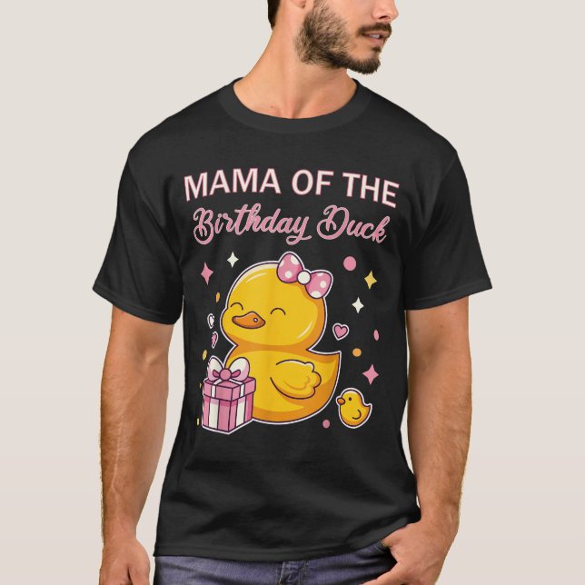 Mama Of The Birthday Duck Christmas Anime Party Ou T-Shirt (Front)