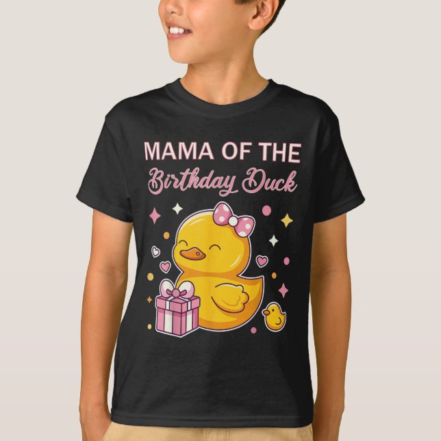Mama Of The Birthday Duck Christmas Anime Party Ou T-Shirt (Front)