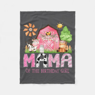 Mama Of The Birthday Girl 1st Birthday Nk Cow Farm Fleece Blanket
