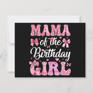 Mama Of The Birthday Girl Family Pink Coquette Bow Save The Date