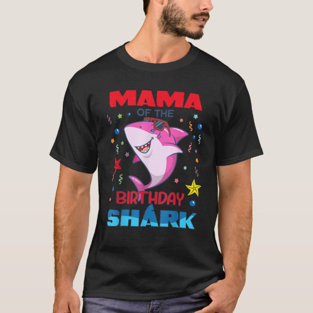 Mama Of The Birthday Shark Kids Party Family Match T-Shirt (Front)