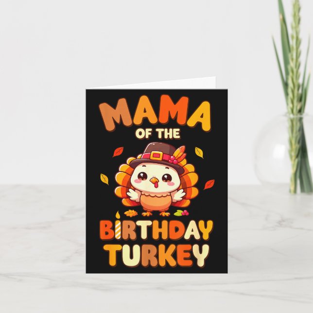 Mama Of The Birthday Turkey Family 1st Birthday Bo Card (Front)