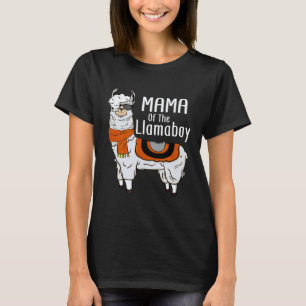 Mama Of The Llamaboy Glasses Wild Hair Llama T-Shirt
