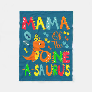 Mama Of The One-a-saurus 1st Birthday Boy Dinosaur Fleece Blanket