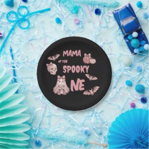 Mama of the Spooky One Cute Pinkoween Party Paper Plate