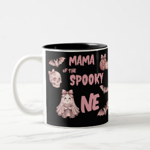 Mama of the Spooky One Cute Pinkoween Party Two-Tone Coffee Mug