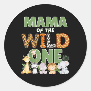 Mama Of The Wild One 1st Birthday Safari Family Ma Classic Round Sticker
