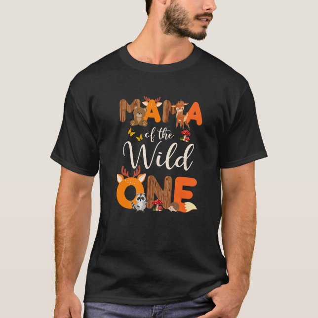 Mama Of The Wild One Woodland Animals 1st Birthday T-Shirt (Front)