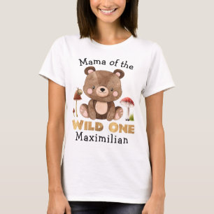 Mama of the Wild One Woodland Bear Birthday T-Shirt