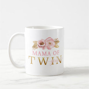 Mama of Twin Girls Floral Coffee Mug