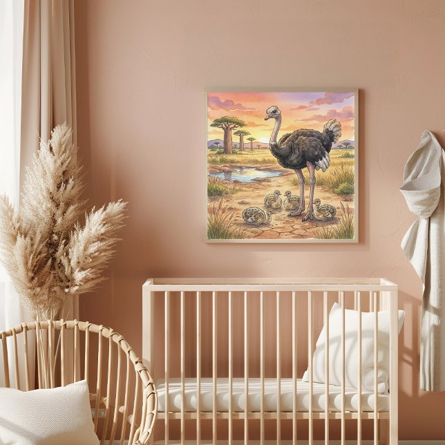 Mama Ostrich and Chicks Nursery Poster (Creator Uploaded)