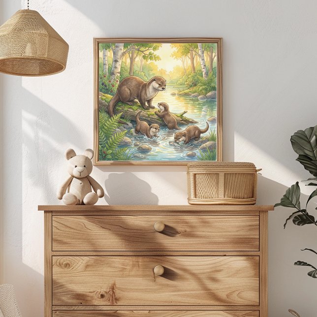 Mama Otter and Pups Nursery Poster (Creator Uploaded)