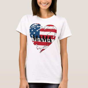 Mama Oversized Proud USA Military Mom Mommy Momma T-Shirt