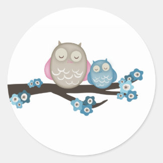 Mama Owl & Baby {Blue} | Stickers