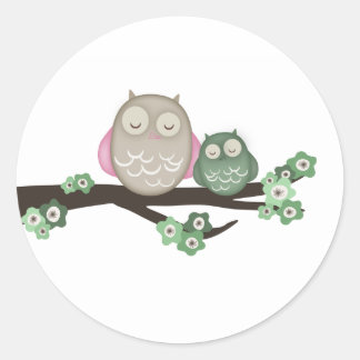 Mama Owl & Baby {Green} | Stickers