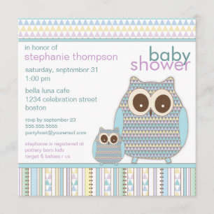 Mama Owl & Baby Owl Boy Baby Shower Invitation