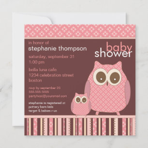 Mama Owl & Baby Owl PInk Baby Shower Invitation