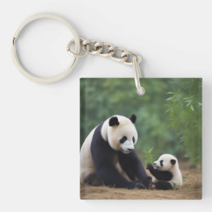 Mama Panda And Baby Keychain