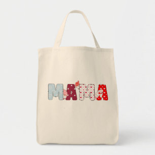 Mama Patchwork Tote Bag – Cute Heart Letter Design