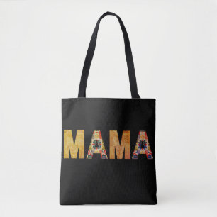 Mama Patchwork Typography Design Tote Bag