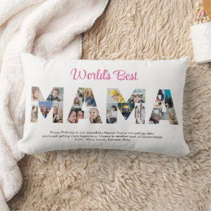 Mama Photo Collage Mother's Day Mum Birthday Lumbar Cushion