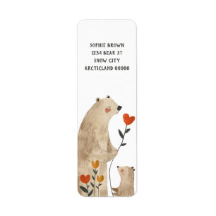 Mama Polar Bear& Cub Cute Return Address