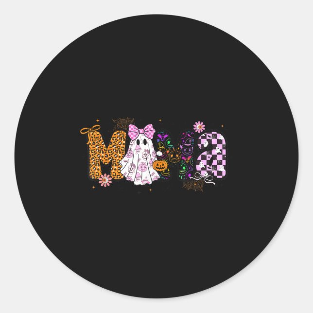 Mama Pumpkin Fall Coquette Lace Bow Thanksgiving M Classic Round Sticker (Front)