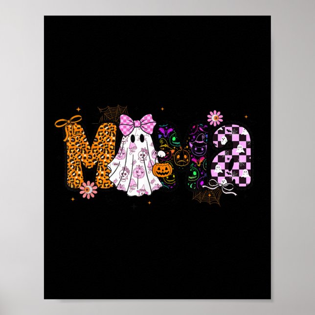 Mama Pumpkin Fall Coquette Lace Bow Thanksgiving M Poster (Front)