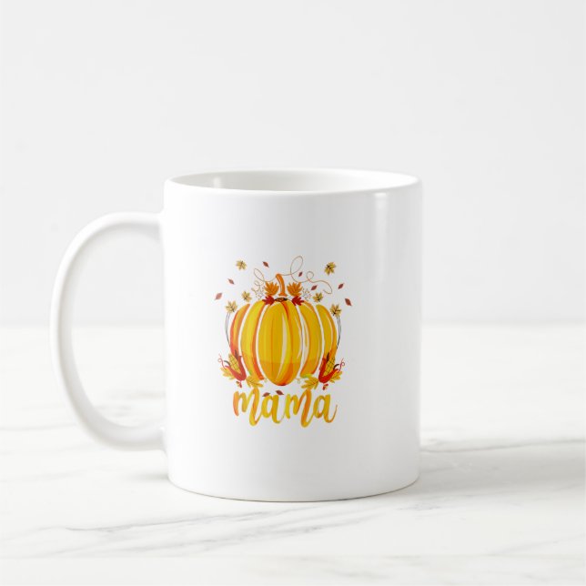 Mama Pumpkin Halloween Halloween Mummy Tree Fall L Coffee Mug (Left)