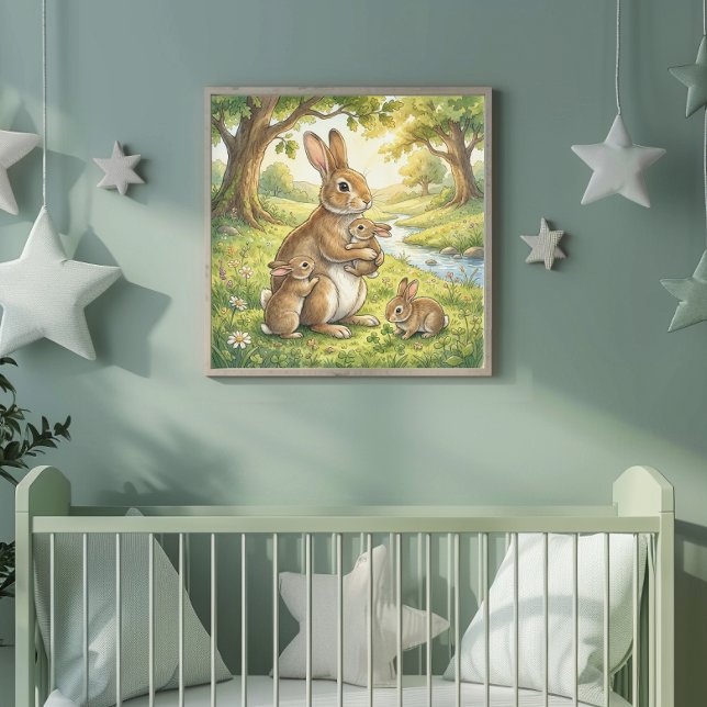 Mama Rabbit and Her Babies Nursery Poster (Creator Uploaded)