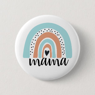 Mama Rainbow Blue Peach 6 Cm Round Badge