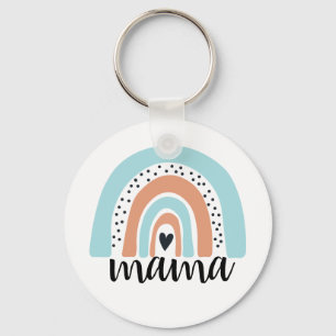 Mama Rainbow Blue Peach Key Ring