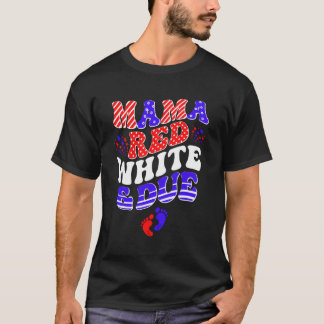 Mama Red White and Due 4th of July Pregnancy Annou T-Shirt