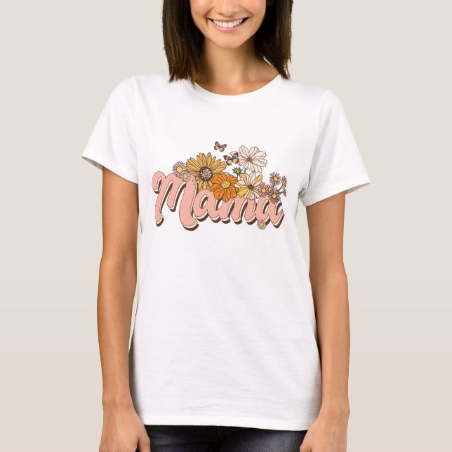 Mama Retro Floral T-Shirt (Front)