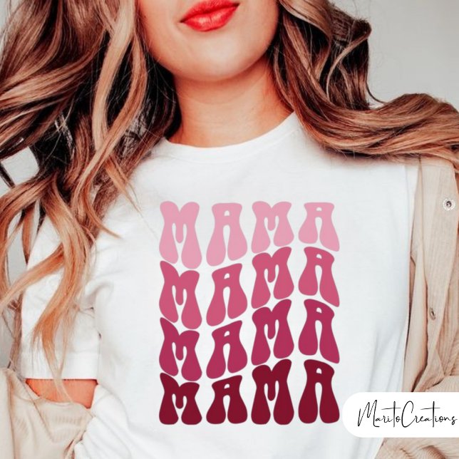 Mama Retro Lettering, Wavy Text, Mother's Day T-Shirt (Creator Uploaded)