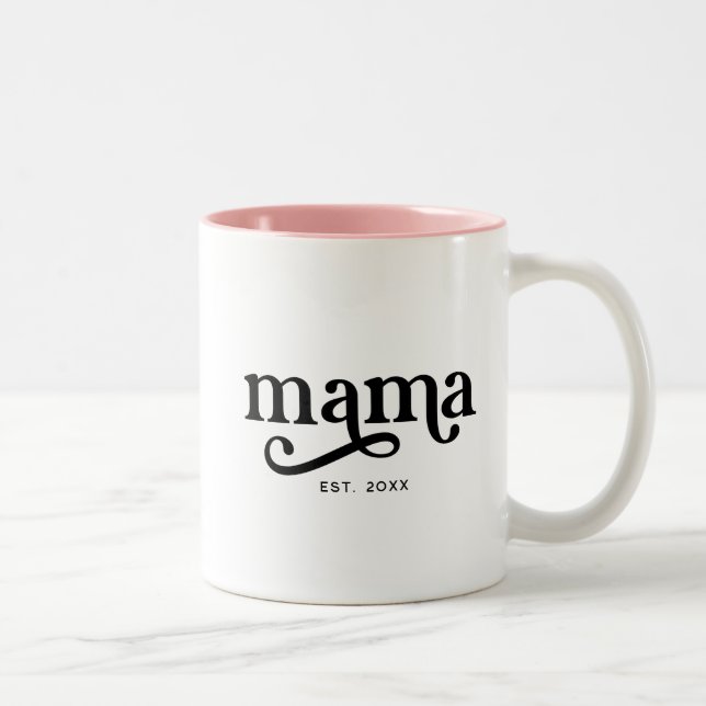 Mama Retro Year Established Two-Tone Coffee Mug (Right)
