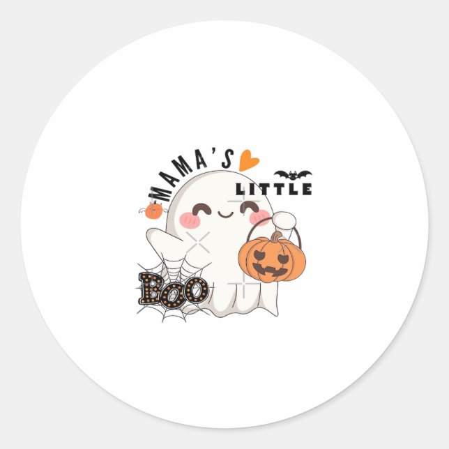 Mama’s Boo – Cute Kawaii Halloween Boo 2025 Graphi Classic Round Sticker (Front)