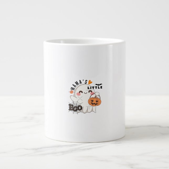 Mama’s Boo – Cute Kawaii Halloween Boo 2025 Graphi Large Coffee Mug (Front)