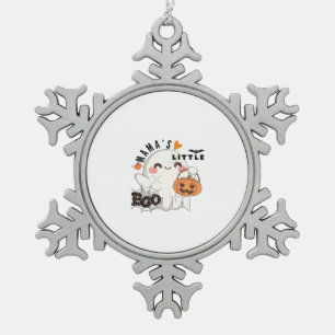 Mama’s Boo – Cute Kawaii Halloween Boo 2025 Graphi Snowflake Pewter Christmas Ornament