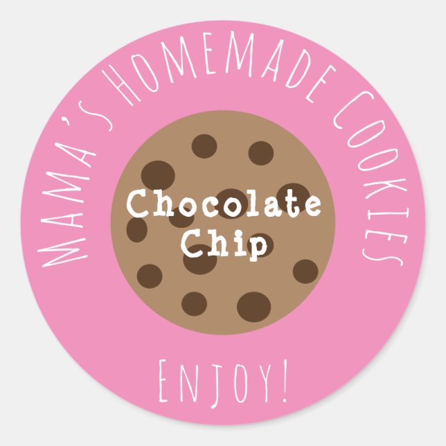 Mama’s Homemade Cookies Pink Sticker Food Label (Front)