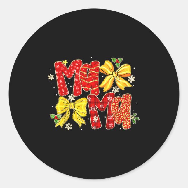 Mama Santa Christmas Family Matching Pajamas Xmas  Classic Round Sticker (Front)