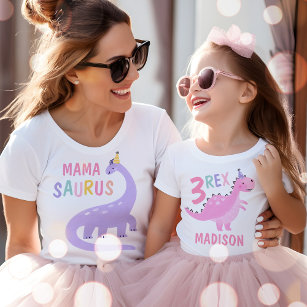 Mama Saurus Mum Of The Birthday Girl Dinosaur  T-Shirt