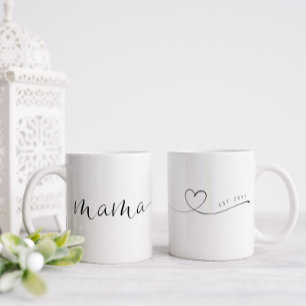 Mama Script Heart   Mum Gift Simple Personalised Two-Tone Coffee Mug