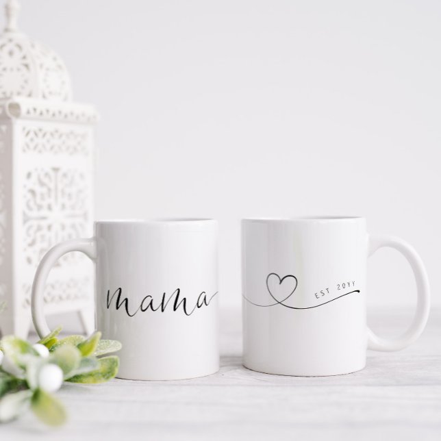 Mama Script Heart | Mum Gift Simple Personalised Two-Tone Coffee Mug (Creator Uploaded)